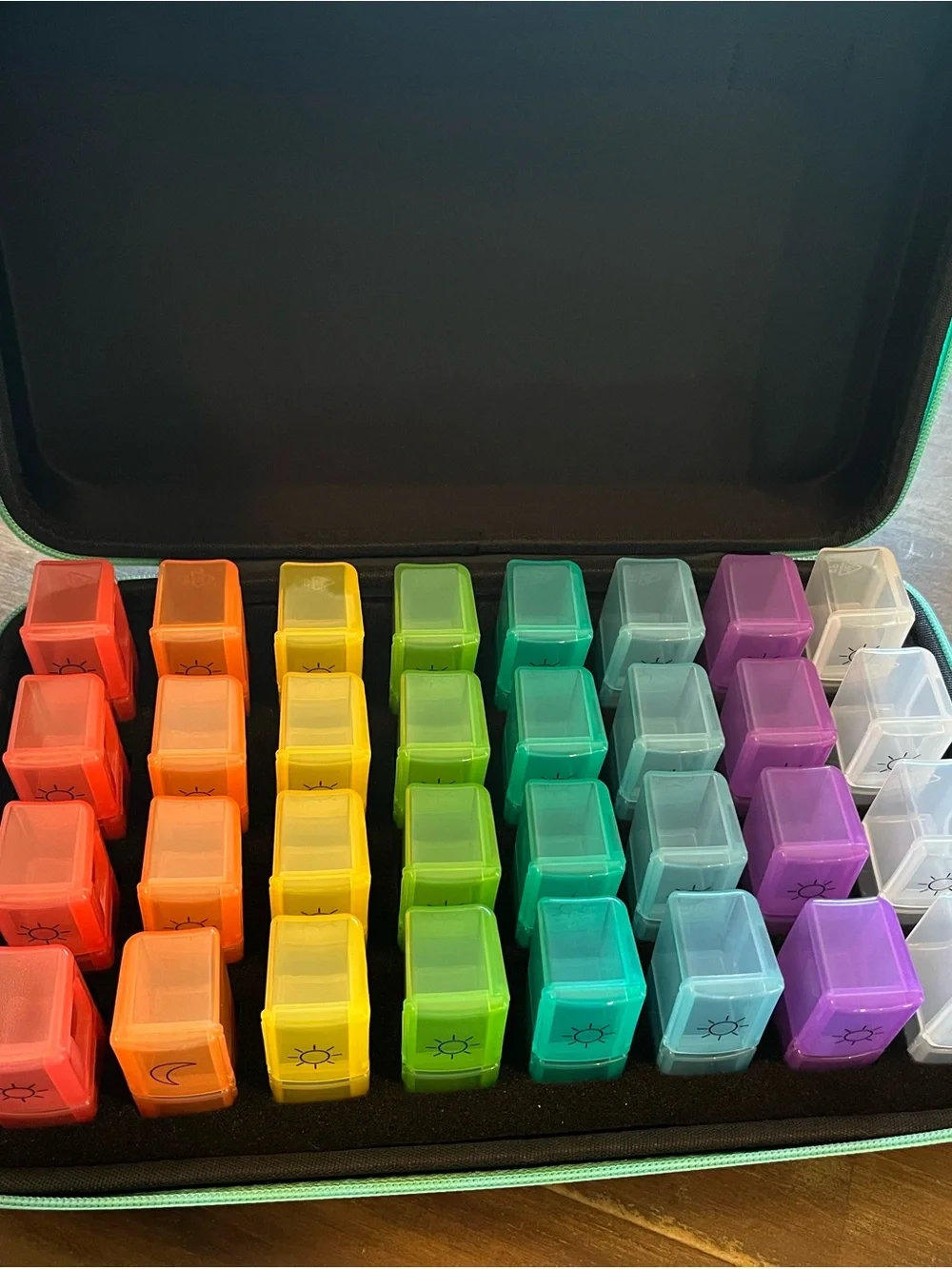 Portable Multi-Color Weekly Pill Organizer Case - Rainbow